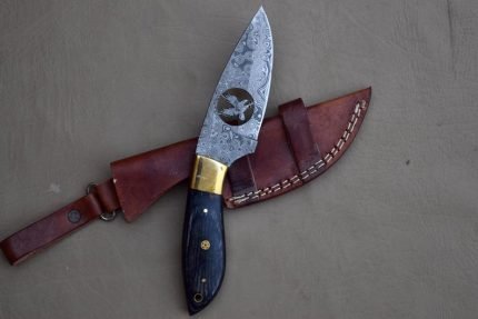 Handmade Damascus Skinner knife With Leather Sheath