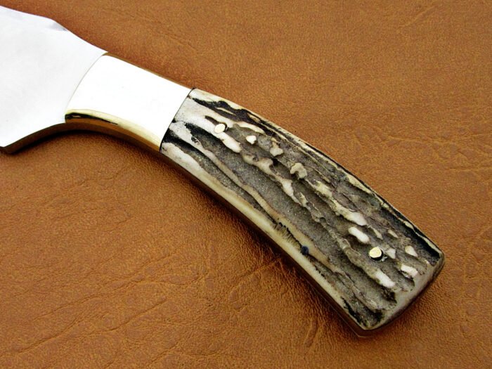 D2 Steel Blade Skinner Knife With Deer Antler Handle