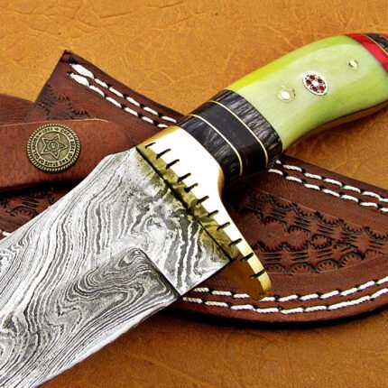 Damascus Steel Blade Bowie Knife 9 Inch