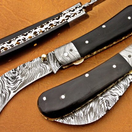 Damascus Buffalo Horn Folding knife