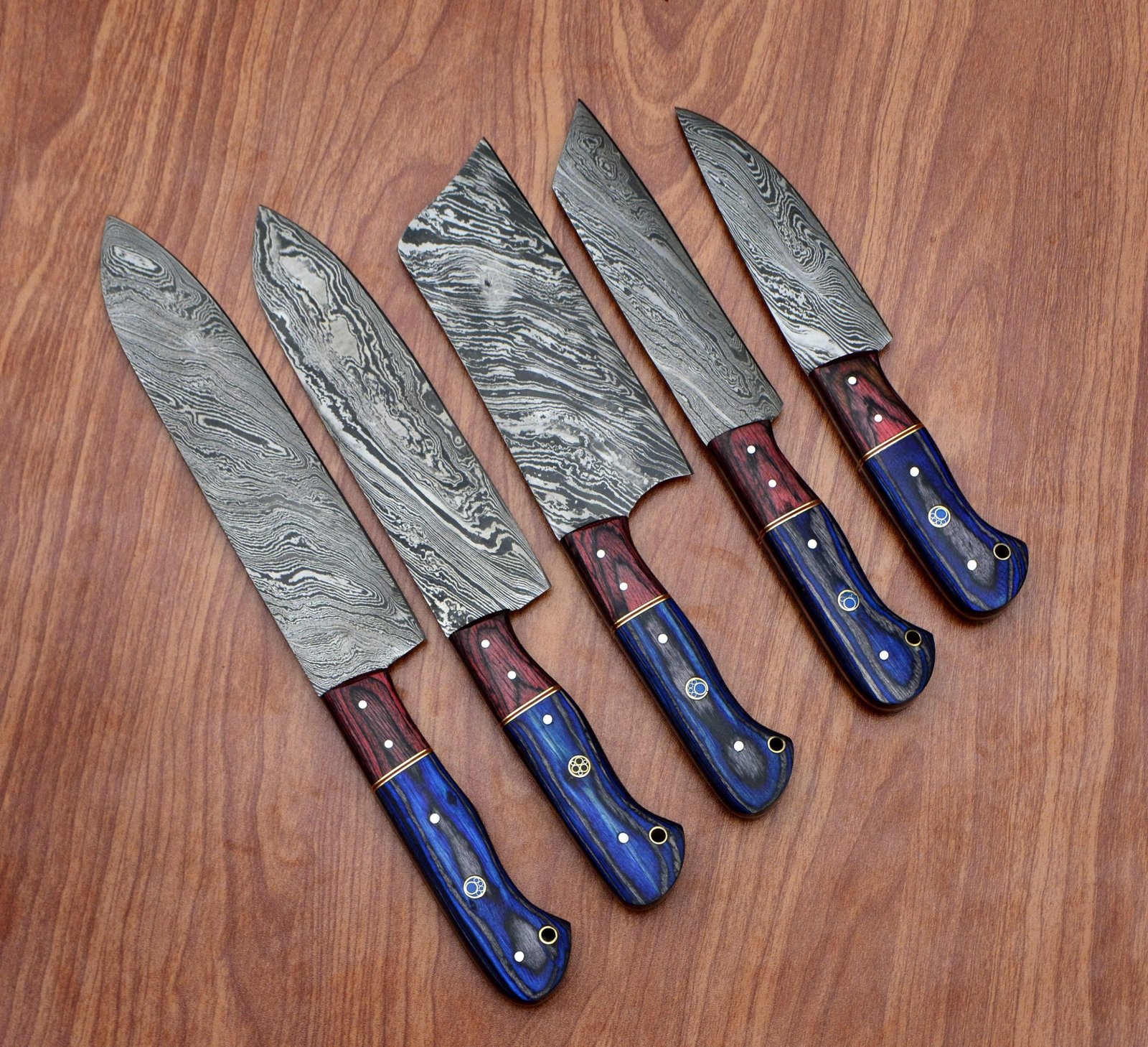 Damascus Steel Fixed Blade Handmade Kitchen Chef Knife Set