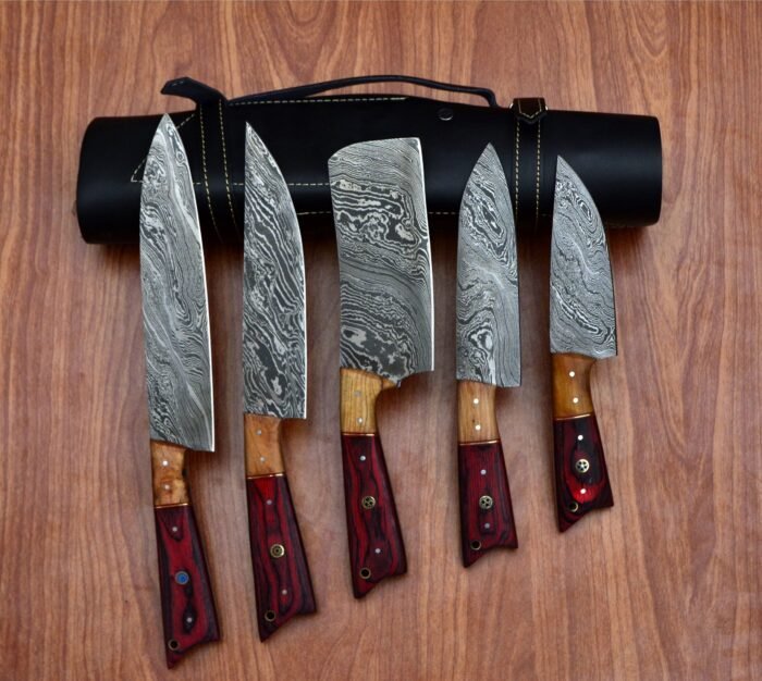 Handmade Damascus Blade Kitchen Chef Knife Set