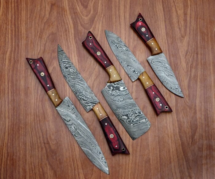 Handmade Damascus Blade Kitchen Chef Knife Set