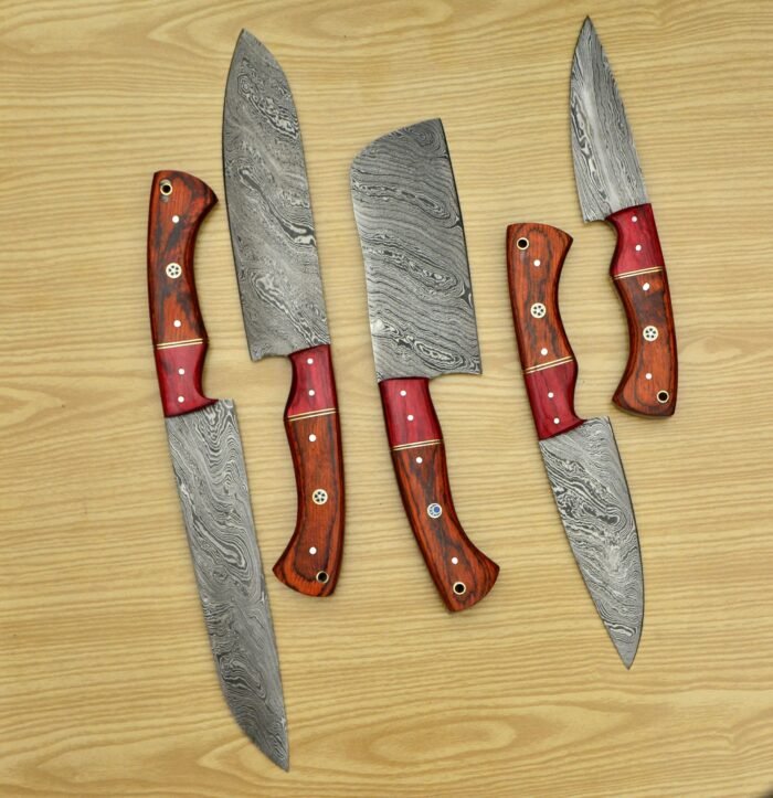 Hand made Damascus chef knife set