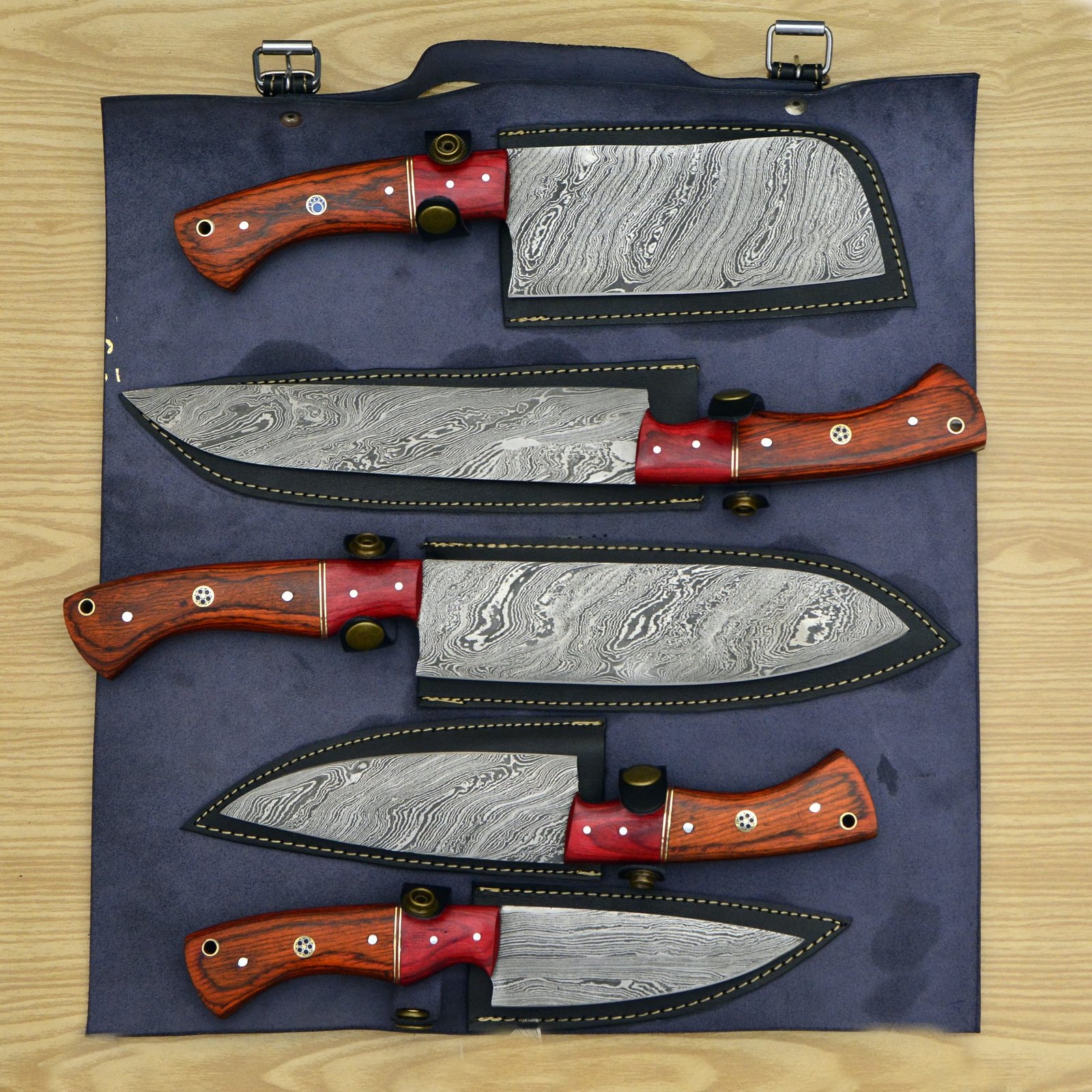 Hand made Damascus chef knife set
