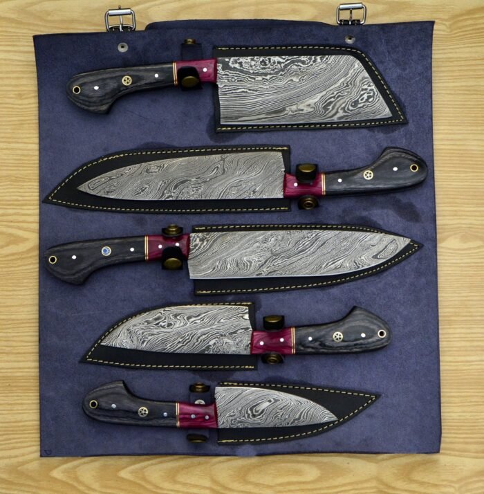 Grey Handle Professional Chef Knife Set - 5 Pcs.