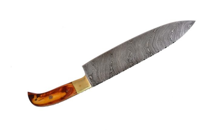 Handmade Outdoor Damascus Hunting Knife (with Genuine Leather Sheath)