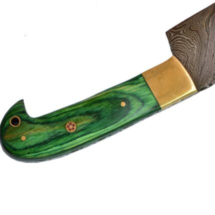 Outdoor Damascus Hunting Knife With Leather Sheath
