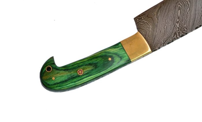 Outdoor Damascus Hunting Knife With Leather Sheath