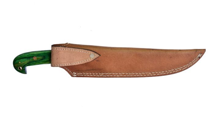 Outdoor Damascus Hunting Knife With Leather Sheath