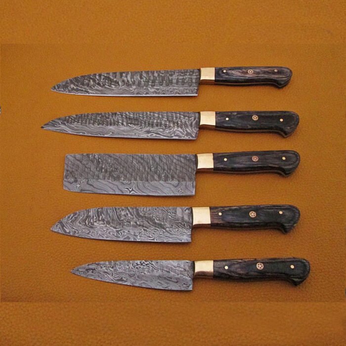 Handmade Damascus Steel Kitchen Knife Set of 5