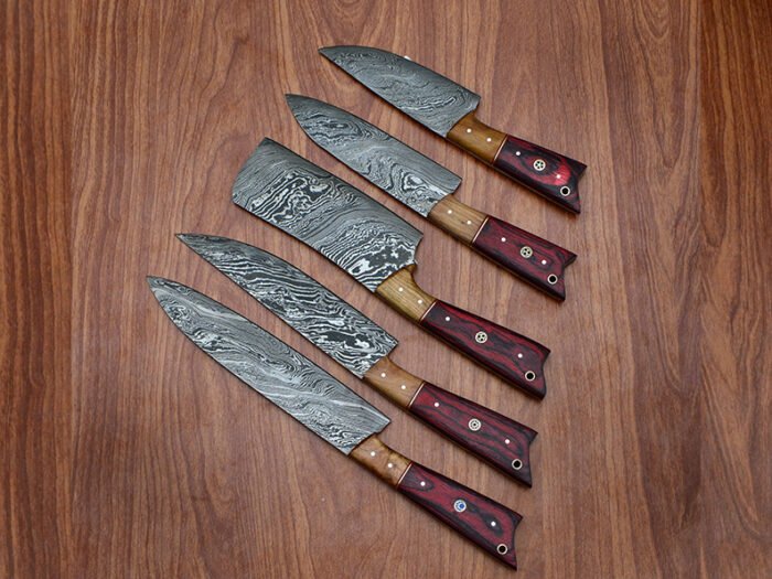 Handmade Damascus Blade Kitchen Chef Knife Set