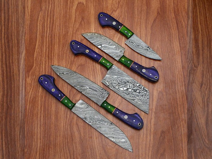 Damascus Hand made steel fixed kitchen chef knives