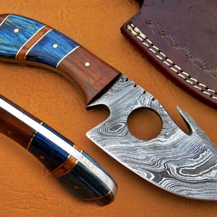 Damascus Steel Blade Fillet Knife Handle Material Blue Micarta 10 Inch