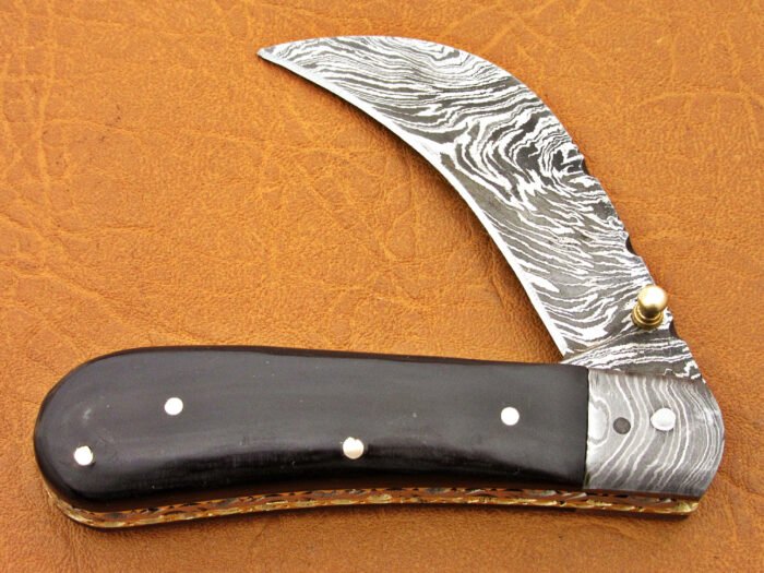 Damascus Buffalo Horn Folding knife