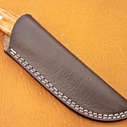 Damascus Steel Blade Skinner Knife With Olive Wood Handle