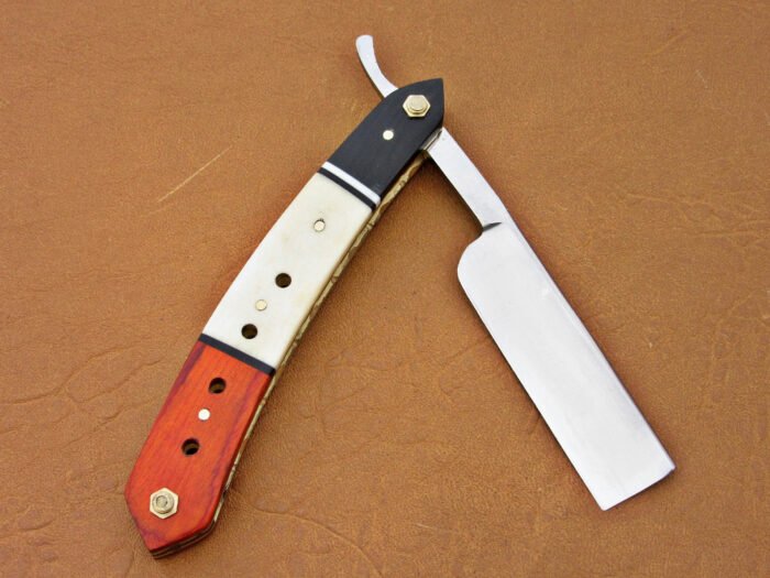 D2 Steel Blade Razor With Camel Bone And Red Sheet Handle