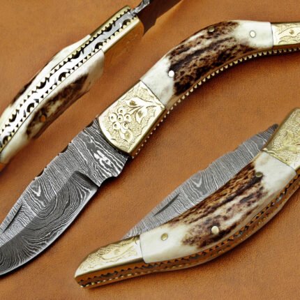 Damascus Steel Blade Folding Knife 7 INCH