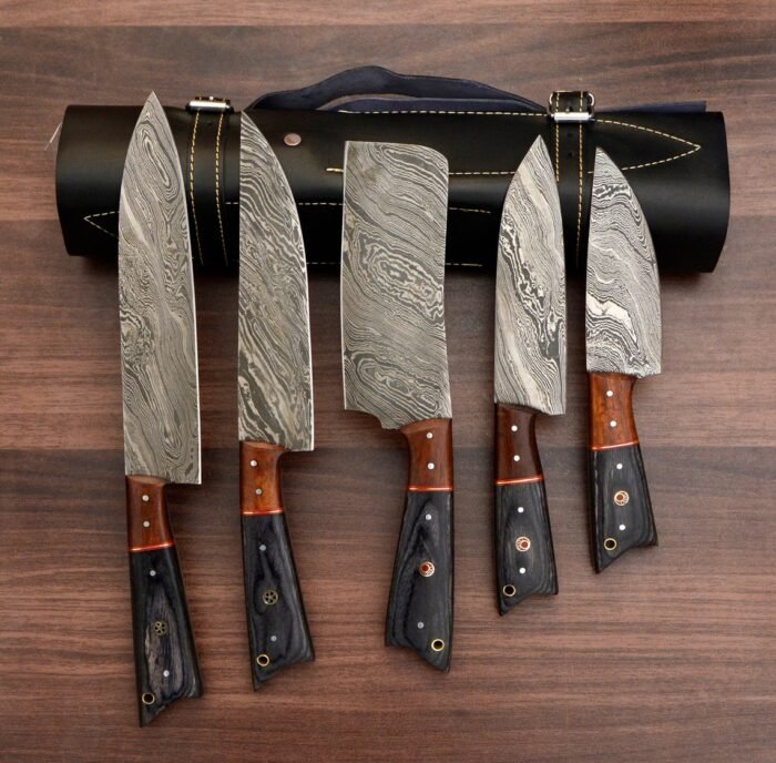 Damascus Kitchen Knife Set With Steak Knives