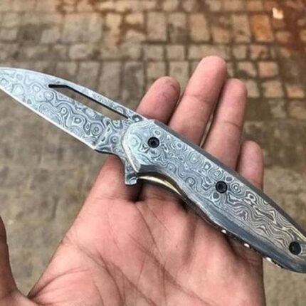 Custom Handmade Damascus Steel Blade Folding Pocket Knife