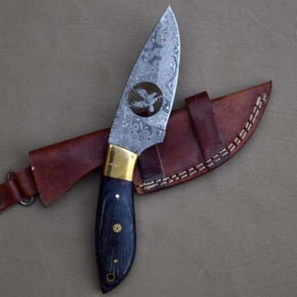 Handmade Damascus Skinner knife With Leather Sheath