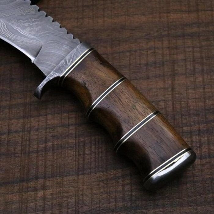 Amazing Damascus Kukri Knife With Leather Sheath