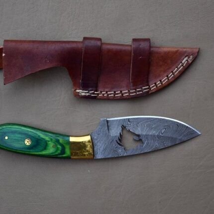 Handmade Damascus Skinner knife With Leather Sheath Christmas Present