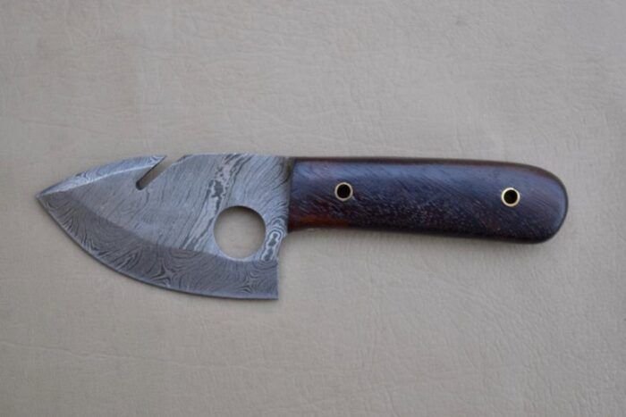 Handmade Damascus skinner knife with leather sheath Christmas present