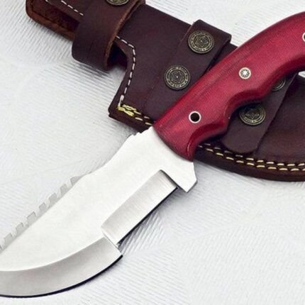 D-2 Steel Tracker Knife Beautiful Maroon Micarta Handle
