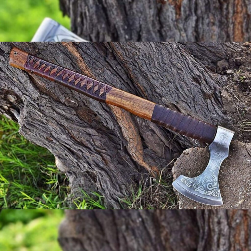 Handmade Damascus Steel Axe With Rose Wood - Yoyoknives®