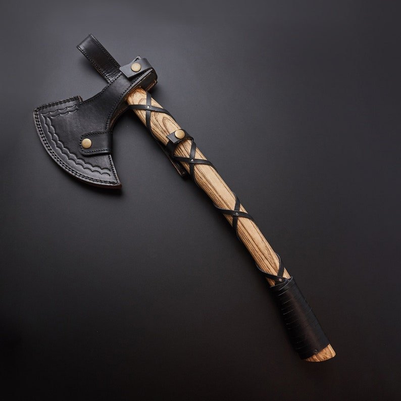 Damascus Steel Viking Axe with Rose Wood Shaft