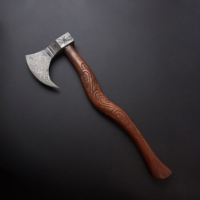 Damascus Steel Axe with Rose wood Shaft