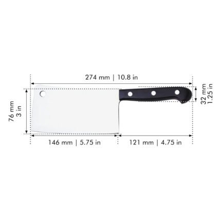 Yoyoknives Meat Cleaver knife, 6", Black-Stainless Steel