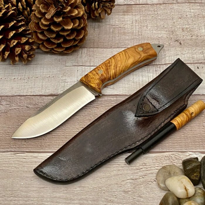 Camping Knife with Personalized Olive Handle