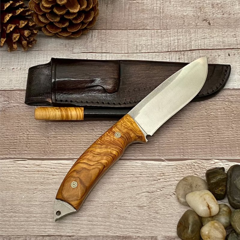 Camping Knife with Personalized Olive Handle