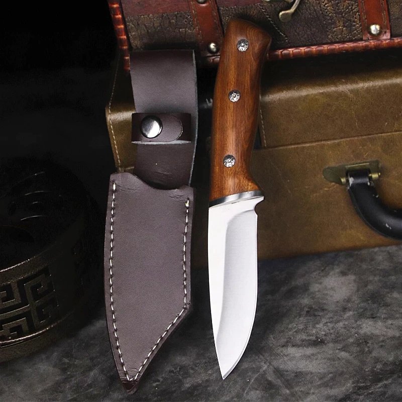 Yoyo's Self Defense Camping Knife With Leather Sheath