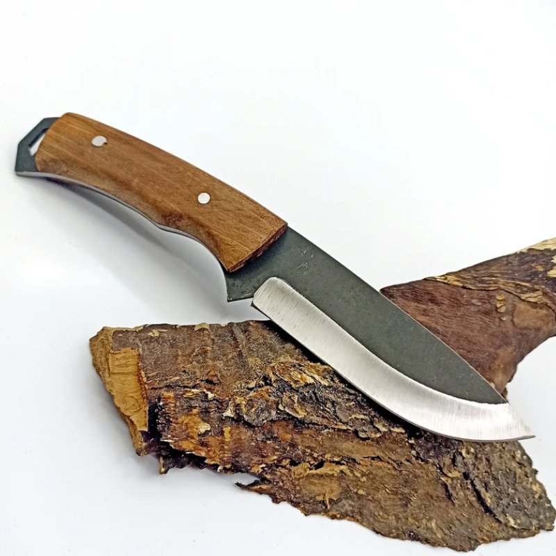 Fine Edge Fixed Blade Wooden Handle Camping Knife