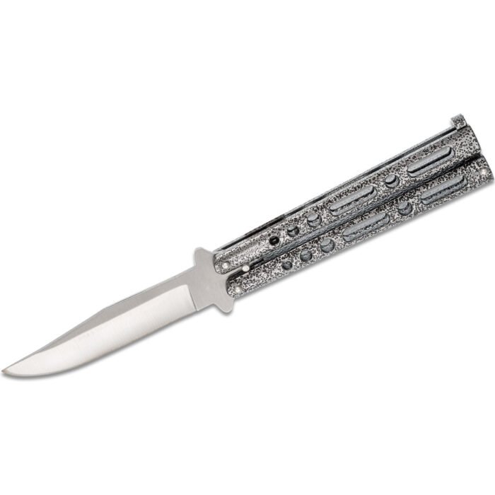 Butterfly Knife 4 Clip Point Blade-Silver Vein Handles