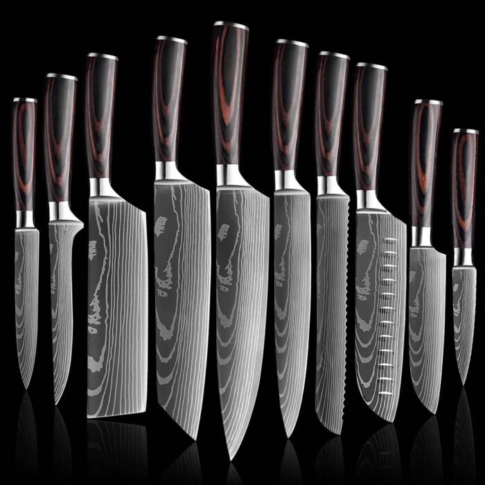 Damascus Chef knife 1-10 Pcs Set Kitchen Knives