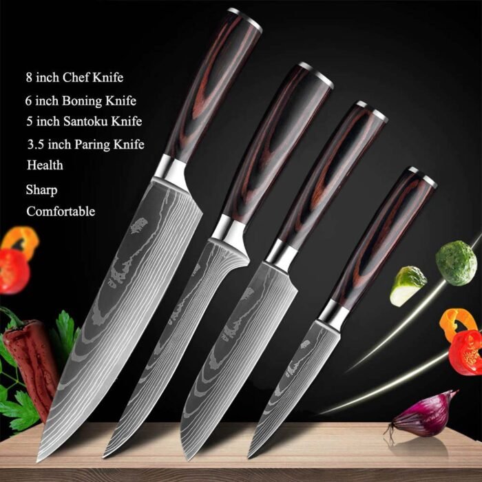 Damascus Chef knife 1-10 Pcs Set Kitchen Knives