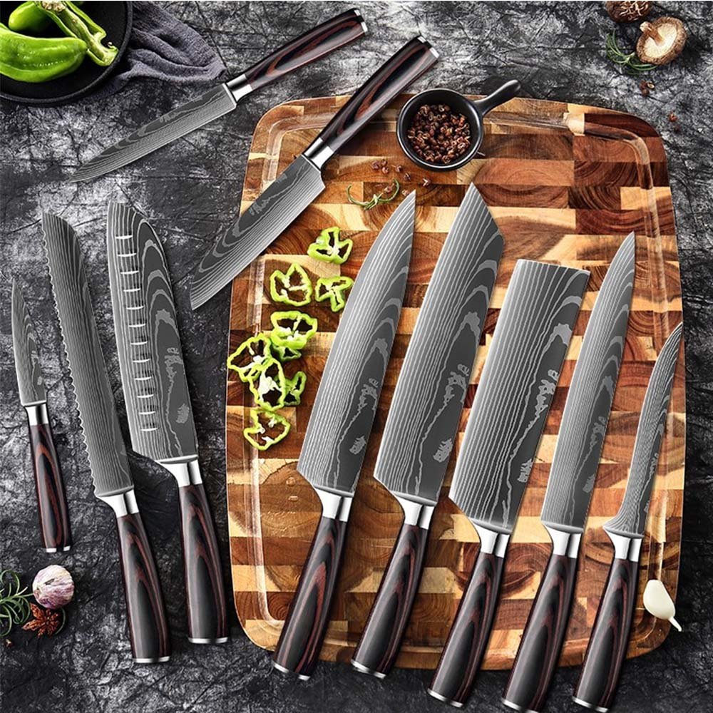 Damascus Chef knife 1-10 Pcs Set Kitchen Knives