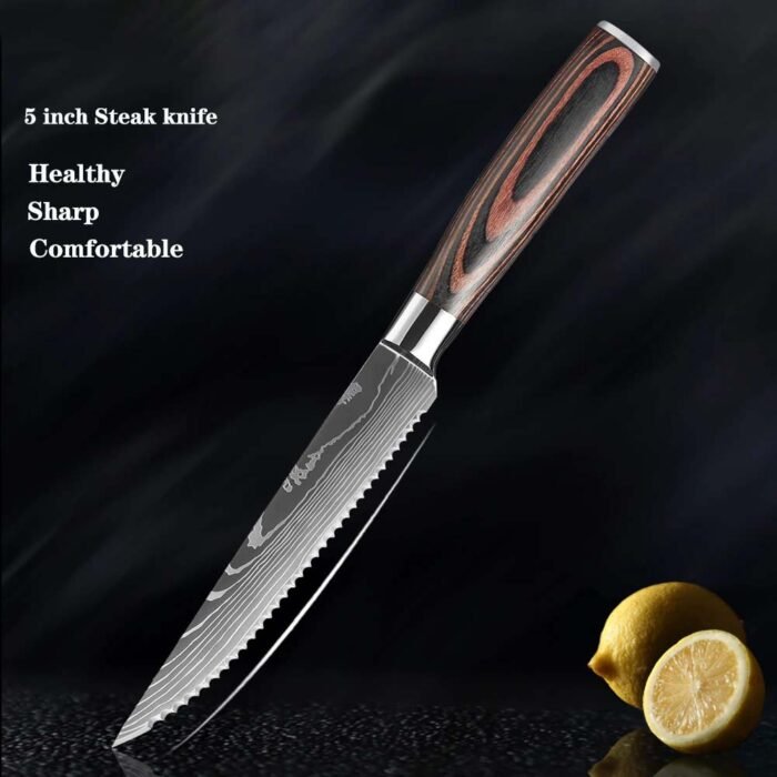 Damascus Chef knife 1-10 Pcs Set Kitchen Knives