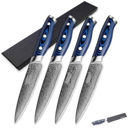 Stainless Steel Steak Knife 4 pcs Set Damascus - 67 Layers