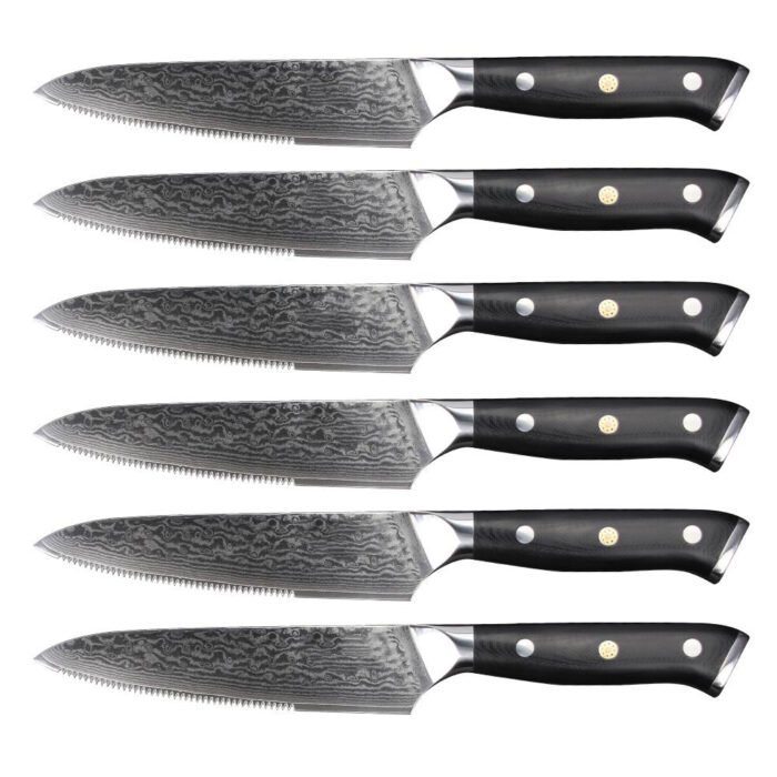 5 inch Chef Steak Knifes Set Damascus Steel-6 PCS.