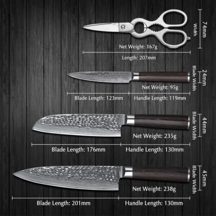 5 Piece Knife Set-Damascus Knives