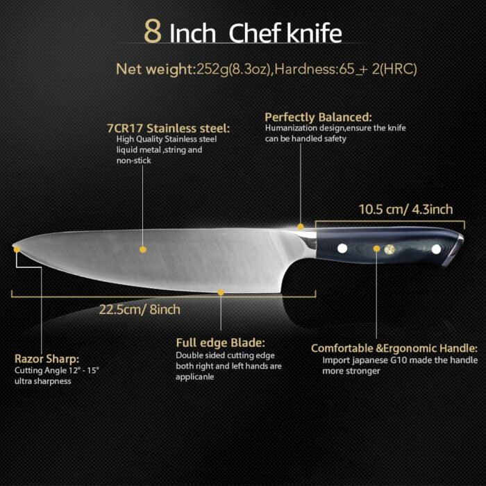 Kitchen Chef knife high carbon Stainless steel-8 inch