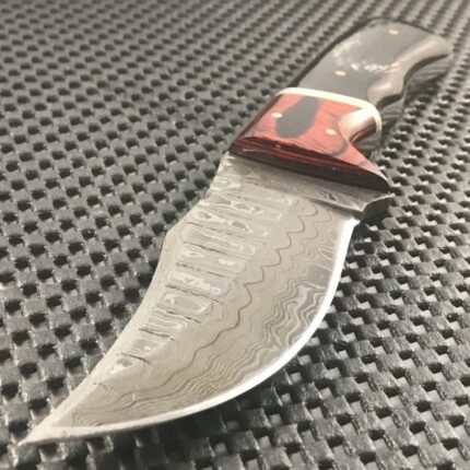 Damascus-Steel-Raindrop-Mini-Knife-With-Dark-Brown-Horn-Handle.jpg
