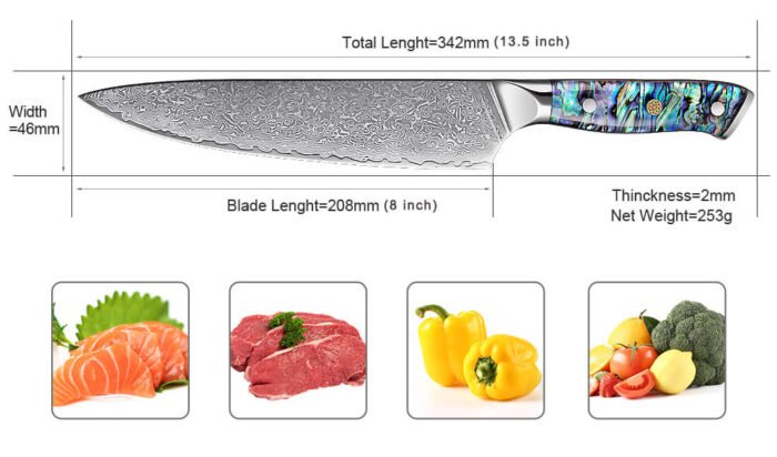 Japanese Kitchen Knives 8 Inch Damascus Steel Knives