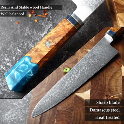 8 Piece Professional Knife Set Damascus Steel Knives