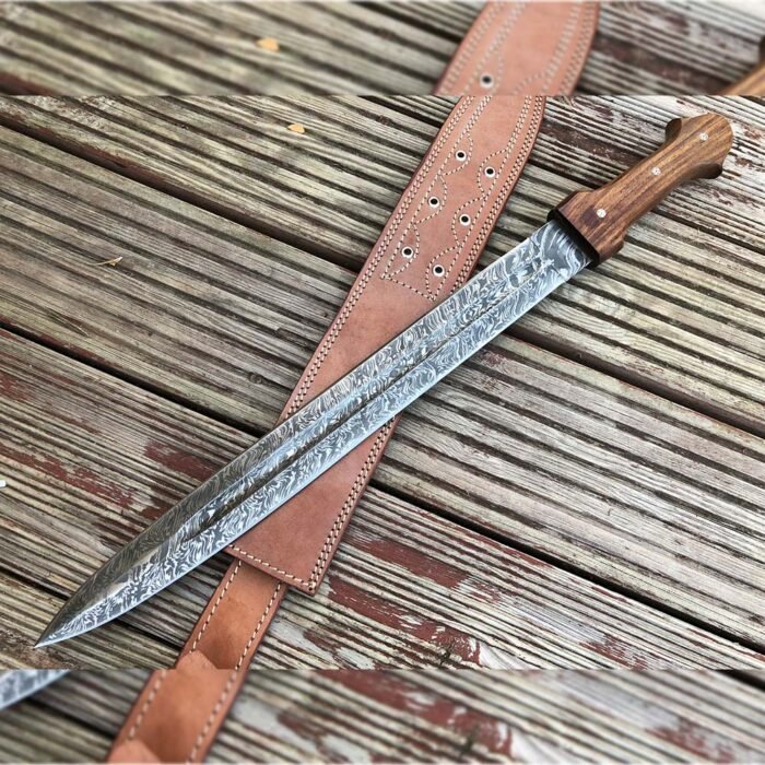 24 Inches Fixed Blade Double Edge-Damascus Sword